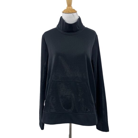 Under Armour Sweatshirt Womens S Small Black Fleece Mirage Mock Neck Coldgear - Picture 1 of 15
